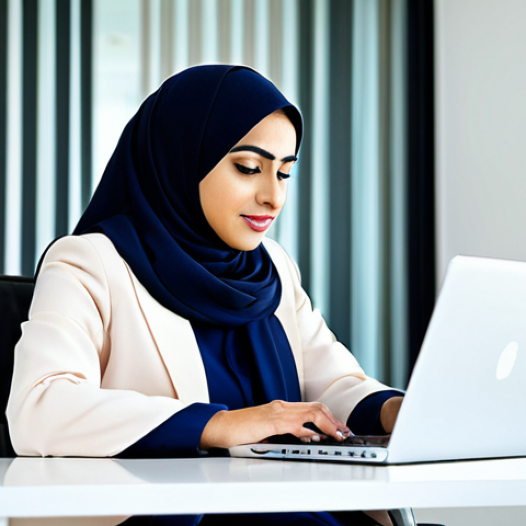 캐피탈 대출 상품 비교 - Modern Arab Professional**

"A confident businesswoman in a modest, stylish hijab and professional b...